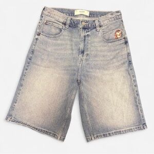 Hollister Light Wash Denim Shorts Tasmanian Devil Looney Tunes Y2K Skater Baggy
